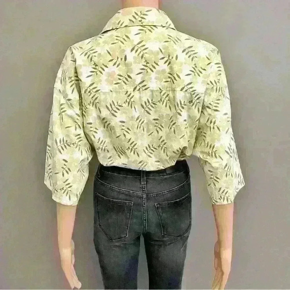 Vintage Oversized floral pastel green  short sleeves button down shirt blouse - Picture 4 of 12